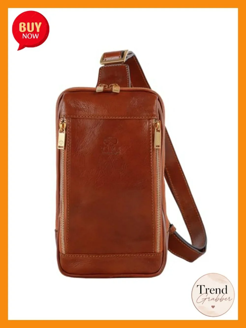 Italian Full-Grain Leather Sling Crossbody Bag Handmade Messenger Shoulder for